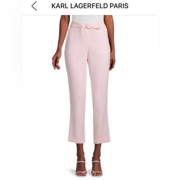 Karl Lagerfeld Paris Belted Cropped Pants, pink, size 10 BNWT - Picture 1 of 6